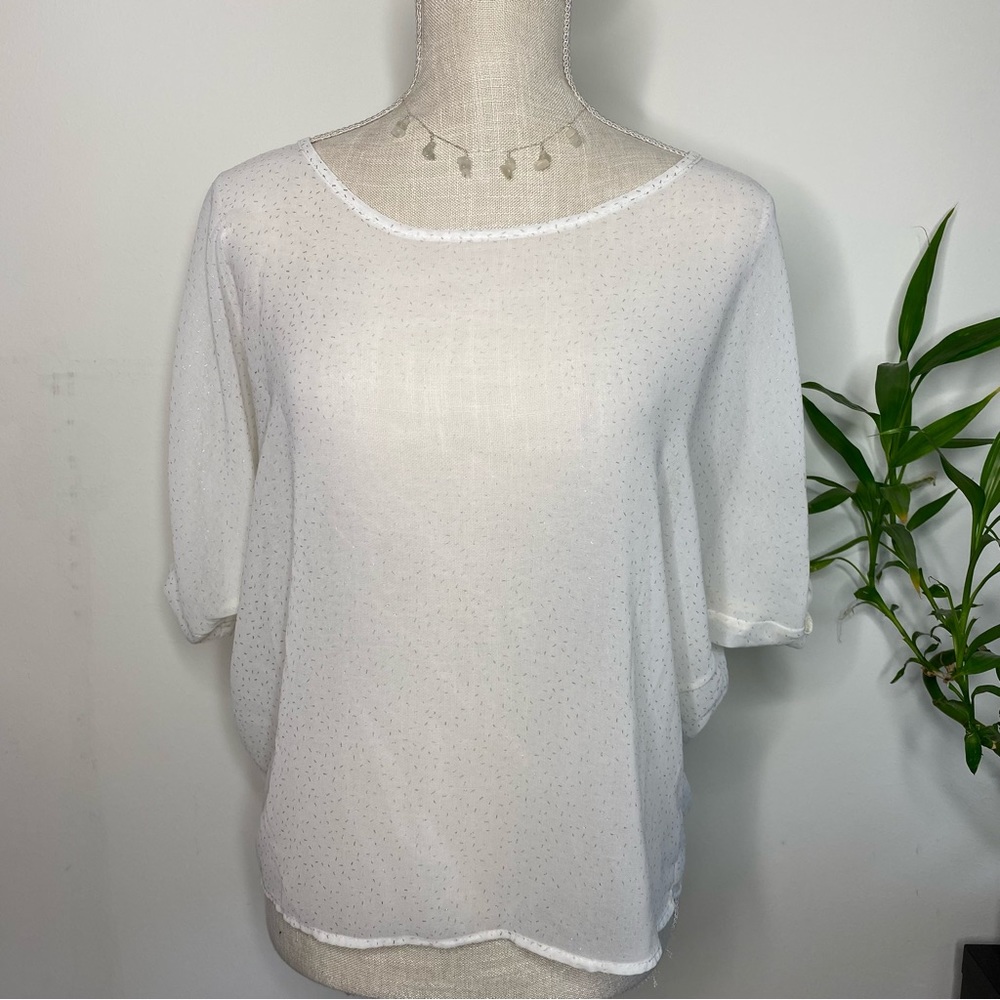 Sheer crop top with gold specs